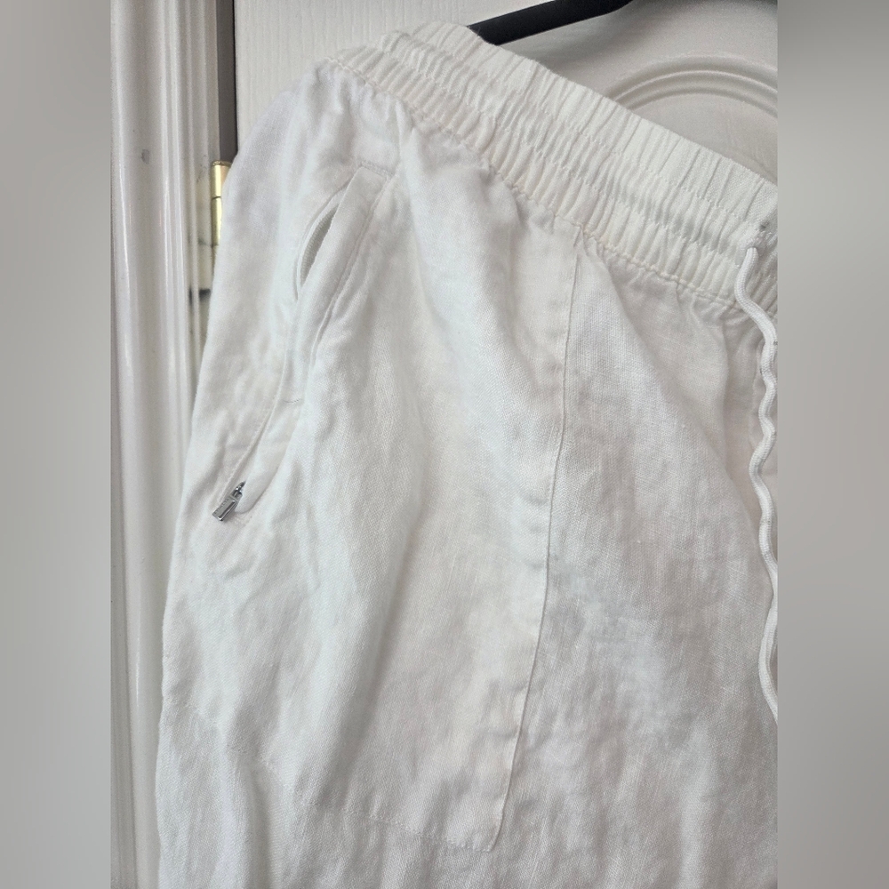 Athleta Retreat Linen High Rise Wide Leg Pants White Size 20 - Picture 2 of 6